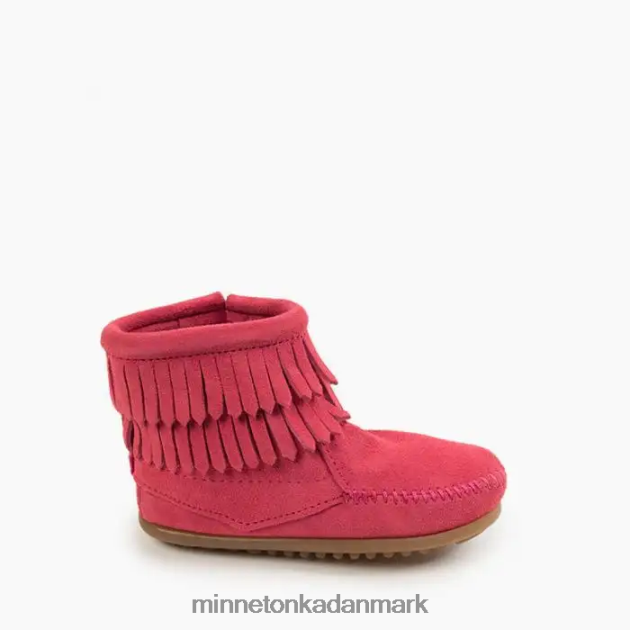 fodtøj Hot pink børn dobbelt frynser side lynlås støvle Minnetonka 44RZ465