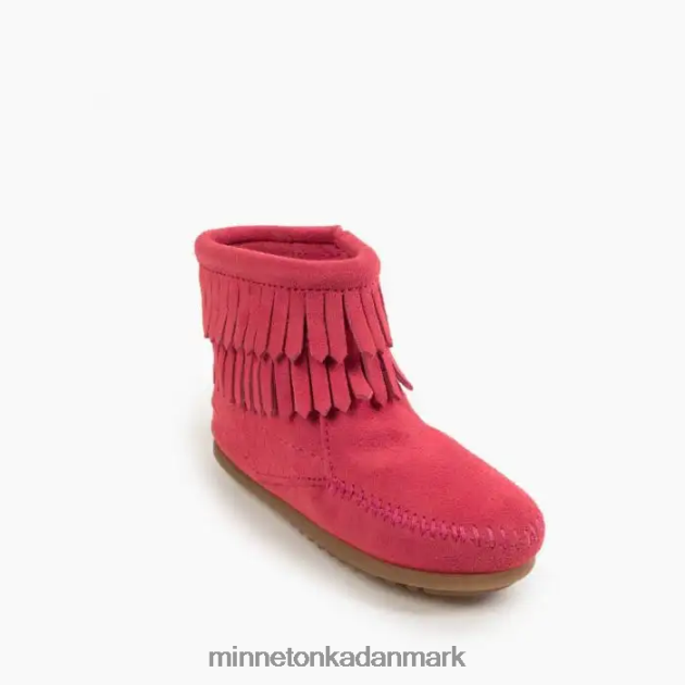 fodtøj Hot pink børn dobbelt frynser side lynlås støvle Minnetonka 44RZ465
