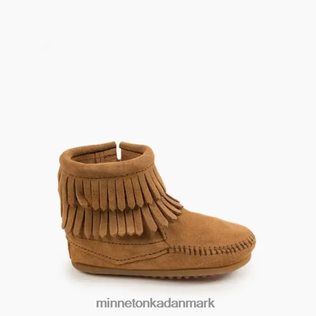 fodtøj taupe børn dobbelt frynser side lynlås støvle Minnetonka 44RZ466