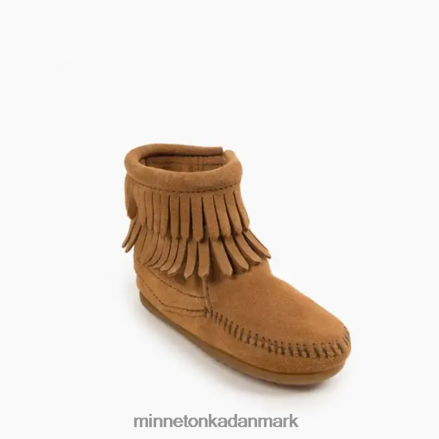 fodtøj taupe børn dobbelt frynser side lynlås støvle Minnetonka 44RZ466