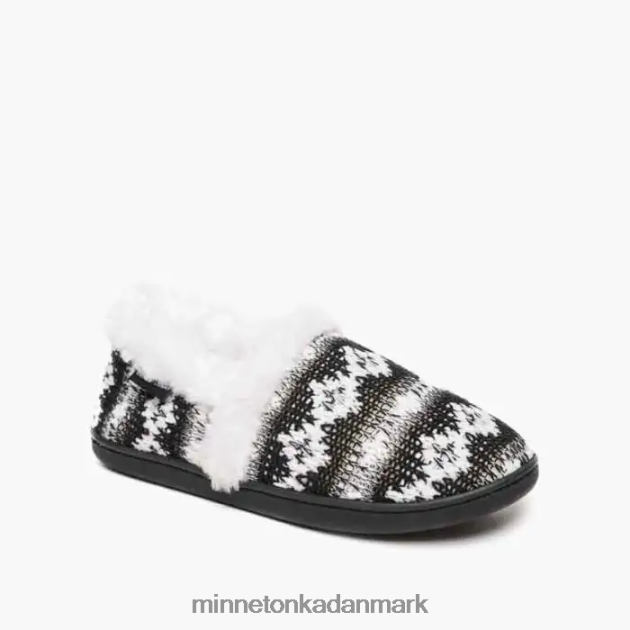 fodtøj sort hvid strik Kvinder dina Minnetonka 44RZ248
