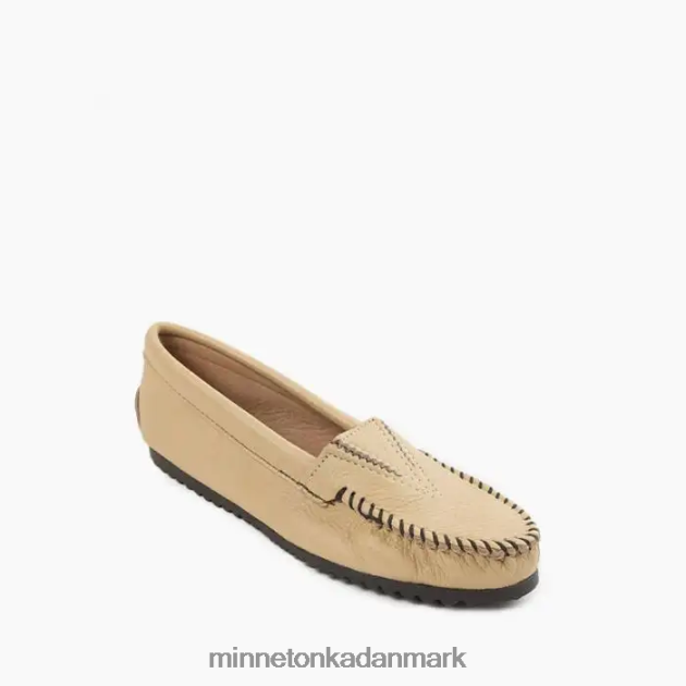 fodtøj champagne Kvinder hjorteskindsslem foran Minnetonka 44RZ121