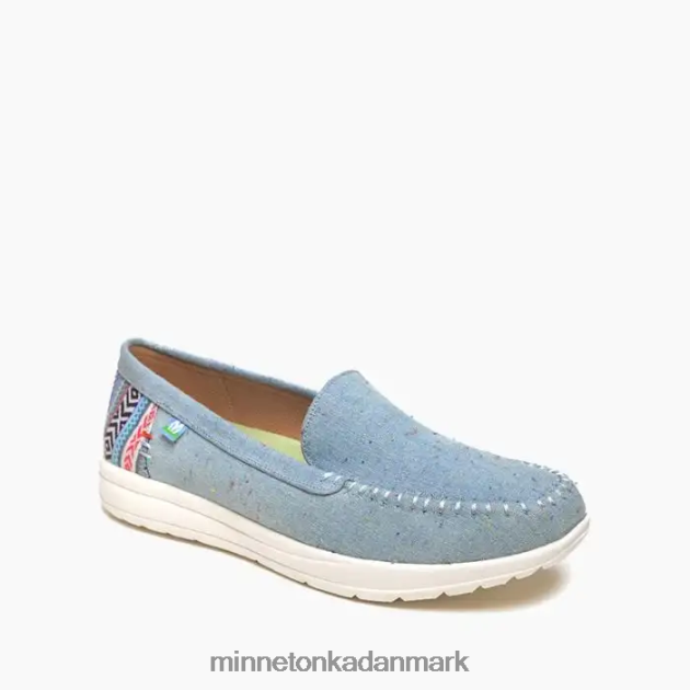 fodtøj let denim plet Kvinder opdage Minnetonka 44RZ105