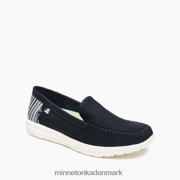 fodtøj sort linned Kvinder opdage Minnetonka 44RZ104