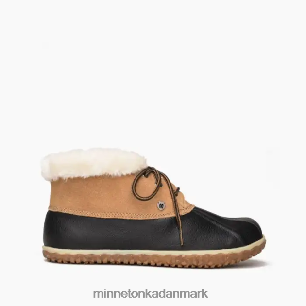 fodtøj sort og tan Kvinder tega Minnetonka 44RZ51