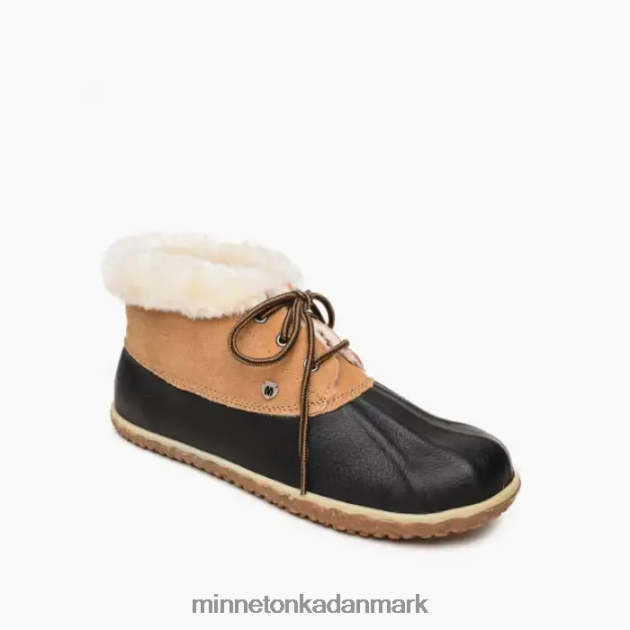 fodtøj sort og tan Kvinder tega Minnetonka 44RZ51
