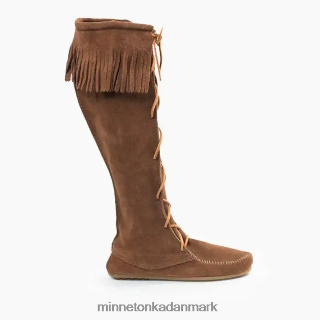 fodtøj støvet brun Kvinder knæhøj støvle med blonder foran Minnetonka 44RZ26