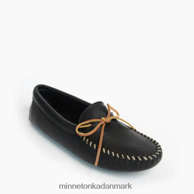 fodtøj sort Mænd dobbelt deerskin blødsål Minnetonka 44RZ335