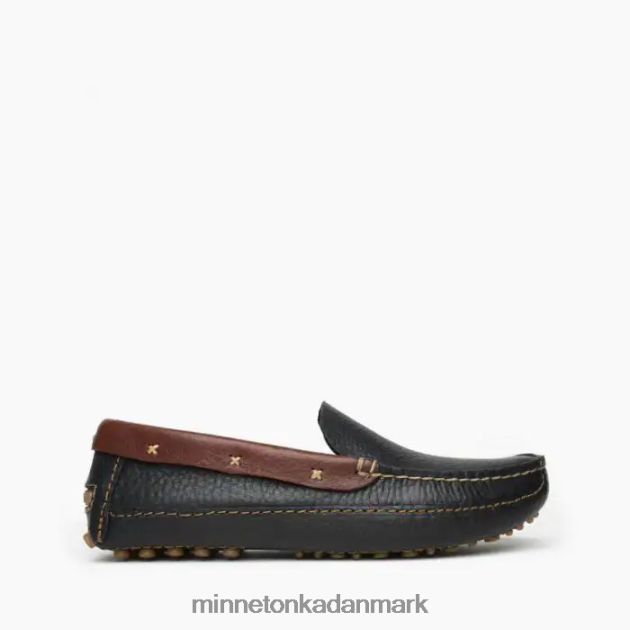 fodtøj sort med brun krave Mænd p.w. kørende loafer Minnetonka 44RZ391