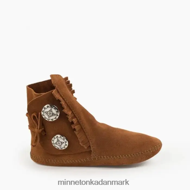 fodtøj Brun Mænd softsolstøvle med to knapper Minnetonka 44RZ439