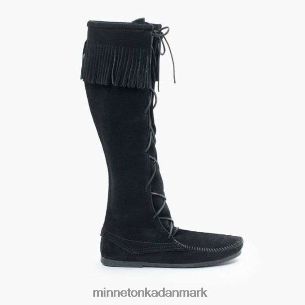 fodtøj sort Mænd knæhøj støvle med blonder foran Minnetonka 44RZ440