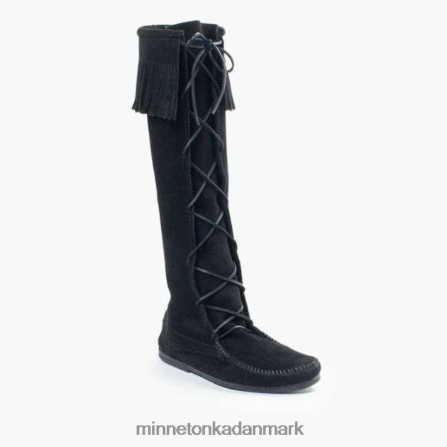fodtøj sort Mænd knæhøj støvle med blonder foran Minnetonka 44RZ440